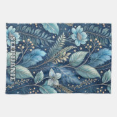 Linge De Cuisine Bleu complexe et vert botanique - bleu foncé étoil (Horizontal)