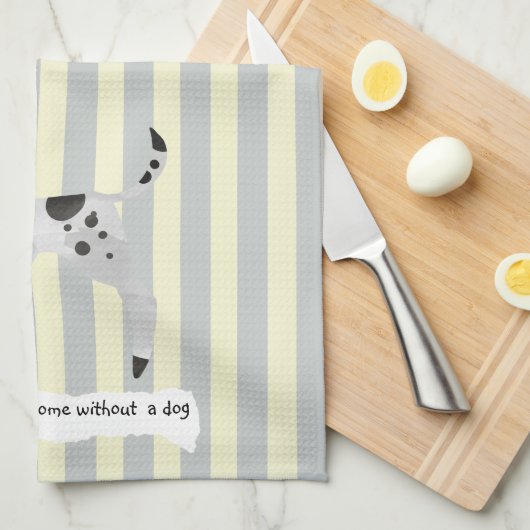 Linge De Cuisine Bleu dalmate mignon et crème rayé (Quart Plié)