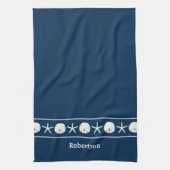 Linge De Cuisine Bleu de la marine Sable Dollar Côtier (Vertical)