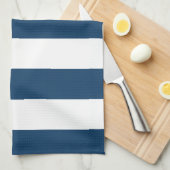 Linge De Cuisine Bleu de marine, Blancs, Motif rayé (Quart Plié)