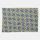 Linge De Cuisine Bleu de marine + Motif triangle Abstrait jaune (Horizontal)