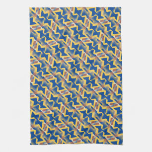 Linge De Cuisine Bleu de marine + Motif triangle Abstrait jaune