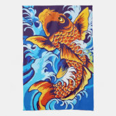 Linge De Cuisine Bleu de poisson orange Koi (Vertical)