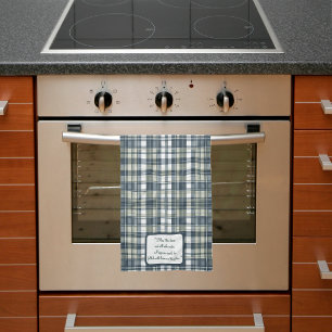 Linge De Cuisine Bleu Denim Sage Vert Blanc Carreaux Personnalisabl