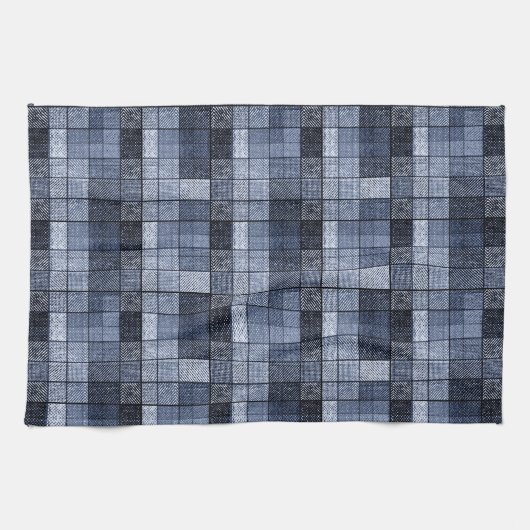 Linge De Cuisine Bleu, denim, tartan, plaid. (Horizontal)