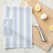 Linge De Cuisine Bleu doux et blanc Ticking Striogramme (Quart Plié)