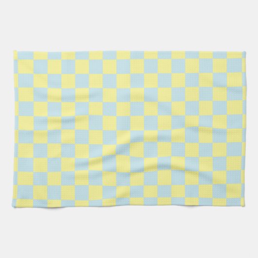 Linge De Cuisine Bleu doux et jaune Checkered (Horizontal)