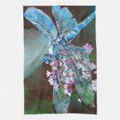 Linge De Cuisine Bleu Dragonfly Repose Sur L'Ail Sauvage (Vertical)
