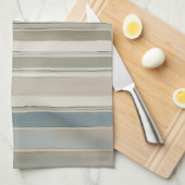 Linge De Cuisine Bleu Duché Turquoise Sage Beige Stripe (Quart Plié)