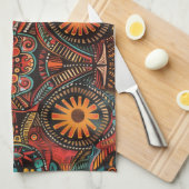 Linge De Cuisine Bleu élégant "Empreinte Ancestrale intemporelle" T (Quart Plié)