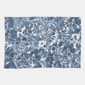 Linge De Cuisine Bleu et blanc Aquarelle papillon floral Élégant (Horizontal)