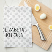 Linge De Cuisine Bleu Et Blanc Boston Terrier Dessin Chien Et Texte (Quart Plié)