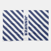 Linge De Cuisine Bleu Et Blanc Gratté (Horizontal)