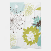 Linge De Cuisine Bleu et Chartreuse Modèle Floral moderne (Vertical)