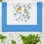 Linge De Cuisine Bleu et fleurs aquarelle Tea Towa (Plié)