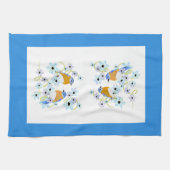 Linge De Cuisine Bleu et fleurs aquarelle Tea Towa (Horizontal)