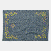 Linge De Cuisine Bleu et or ton baroque Flourdissant lavage de main (Horizontal)