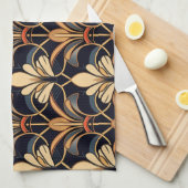 Linge De Cuisine Bleu et orange Art déco (Quart Plié)