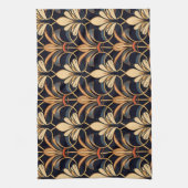 Linge De Cuisine Bleu et orange Art déco (Vertical)