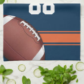 Linge De Cuisine Bleu et Orange Grille Jersey Fer Football (Plié)