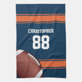 Linge De Cuisine Bleu et Orange Grille Jersey Fer Football (Vertical)