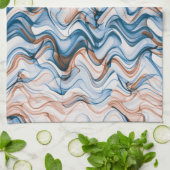 Linge De Cuisine Bleu et orange ondulé Motif courbe (Plié)