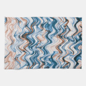 Linge De Cuisine Bleu et orange ondulé Motif courbe (Horizontal)