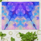 Linge De Cuisine Bleu et rose Gradient Pastel Bubble Art (Plié)