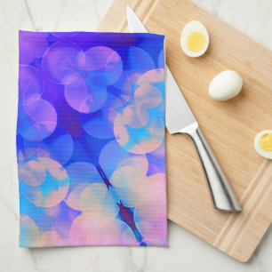 Linge De Cuisine Bleu et rose Gradient Pastel Bubble Art