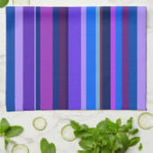 Linge De Cuisine Bleu et violet bandes horizontales (Plié)