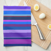 Linge De Cuisine Bleu et violet bandes verticales (Quart Plié)