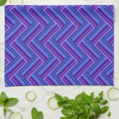 Linge De Cuisine Bleu et violet rayures double tissage (Plié)