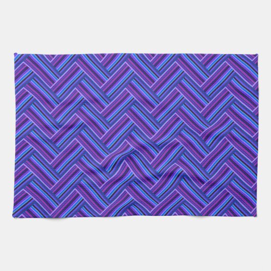 Linge De Cuisine Bleu et violet rayures double tissage (Horizontal)