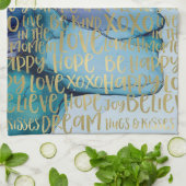 Linge De Cuisine Bleu Femme Face Or Citations Inspirationnelles (Plié)