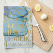 Linge De Cuisine Bleu Femme Face Or Citations Inspirationnelles (Quart Plié)