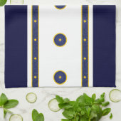 Linge De Cuisine Bleu foncé avec étoiles d'or (Plié)