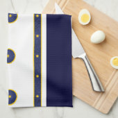 Linge De Cuisine Bleu foncé avec étoiles d'or (Quart Plié)