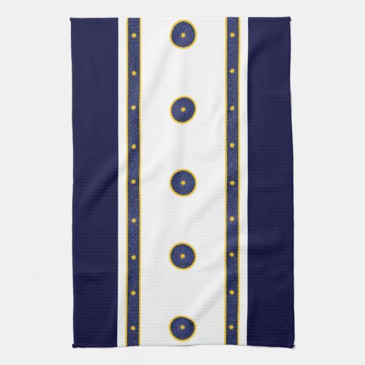 Linge De Cuisine Bleu foncé avec étoiles d'or (Vertical)