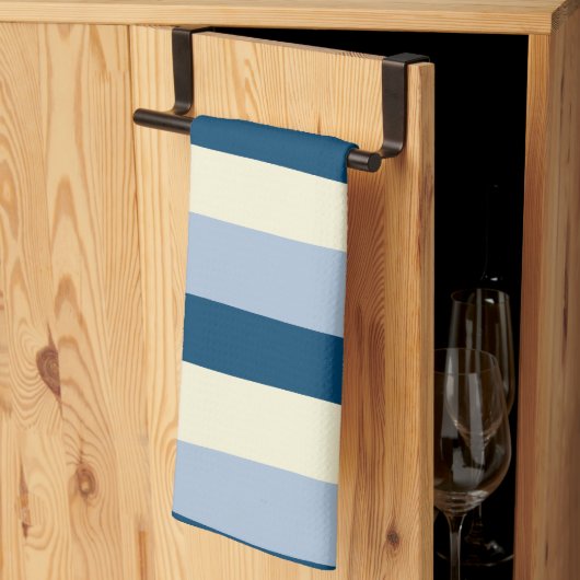 Linge De Cuisine Bleu foncé, Bleu clair et Crème (Pliage en tiers)