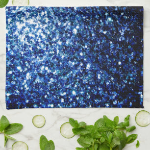 Linge De Cuisine Bleu foncé profond brillant faux paillettes scinti