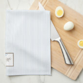 Linge De Cuisine Bleu français Fleur de Lis Script Monogramme (Quart Plié)