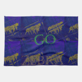 Linge De Cuisine Bleu français "Let's Go Zebra" Abstrait (Horizontal)