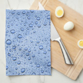 Linge De Cuisine Bleu gouttelettes d'eau (Quart Plié)