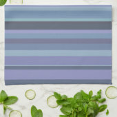 Linge De Cuisine Bleu-gris, bandes horizontales (Plié)