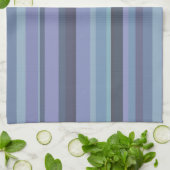 Linge De Cuisine Bleu-gris, bandes horizontales (Plié)