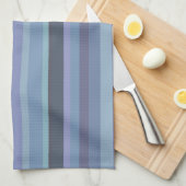 Linge De Cuisine Bleu-gris, bandes horizontales (Quart Plié)