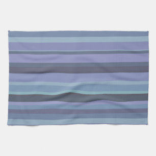 Linge De Cuisine Bleu-gris, bandes horizontales