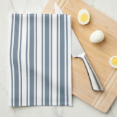 Linge De Cuisine Bleu gris et blanc rayures de bonbons (Quart Plié)