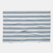 Linge De Cuisine Bleu gris et blanc rayures de bonbons (Horizontal)
