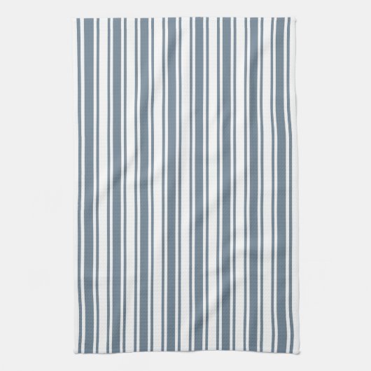 Linge De Cuisine Bleu gris et blanc rayures de bonbons (Vertical)